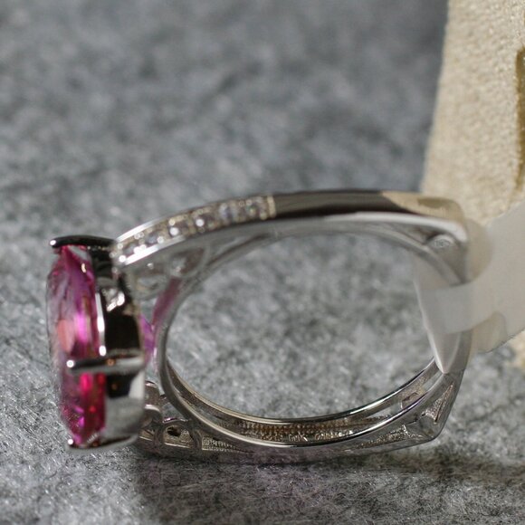 Dior necklace 2.7CTW Lab Created Sapphire Pink /0.7 Zircon Rhodium over Sterling 925 Ring SZ12